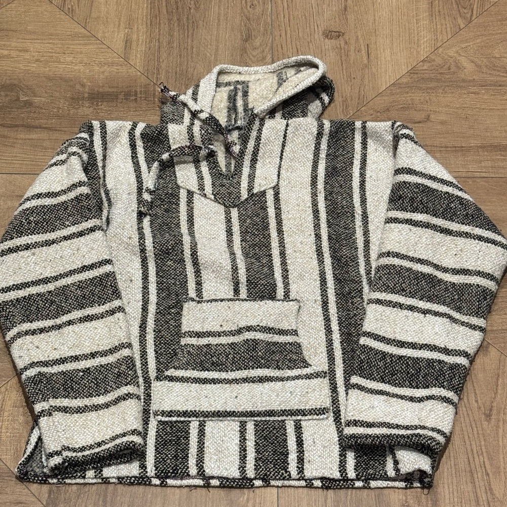 Women's Black and White Striped Cape